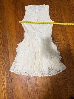 White Lace Mini Dress with Ruffle Detail